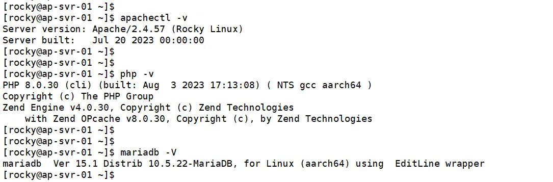 Apache 및 PHP의 버전확인