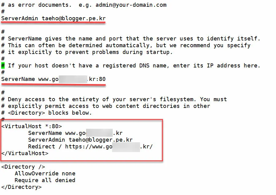 http 접속 시 https 리다이렉션 설정