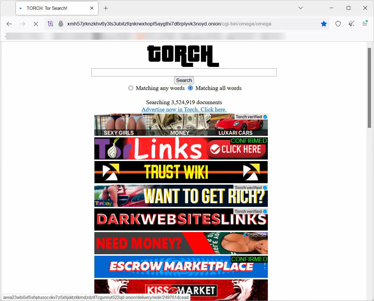 다크웹 검색엔진 - Torch