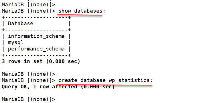 MariaDB에서 새로운 데이터베이스 생성하기