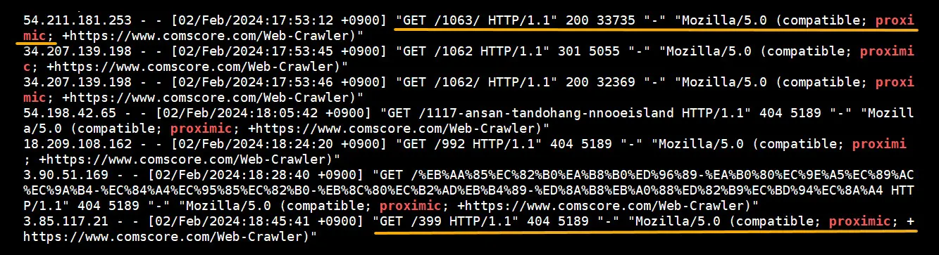 Bot, Crawler의 접근 시 404 Not Found 응답 로그