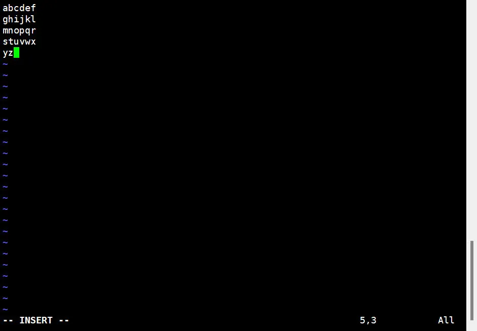 a 에서 z 까지 입력