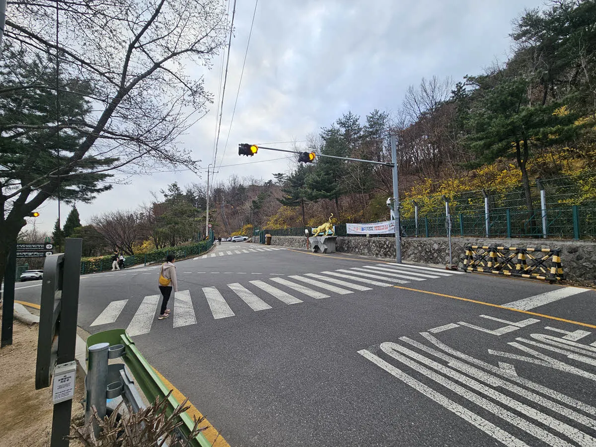 인왕산로 호랑이 동상이 있는 삼거리