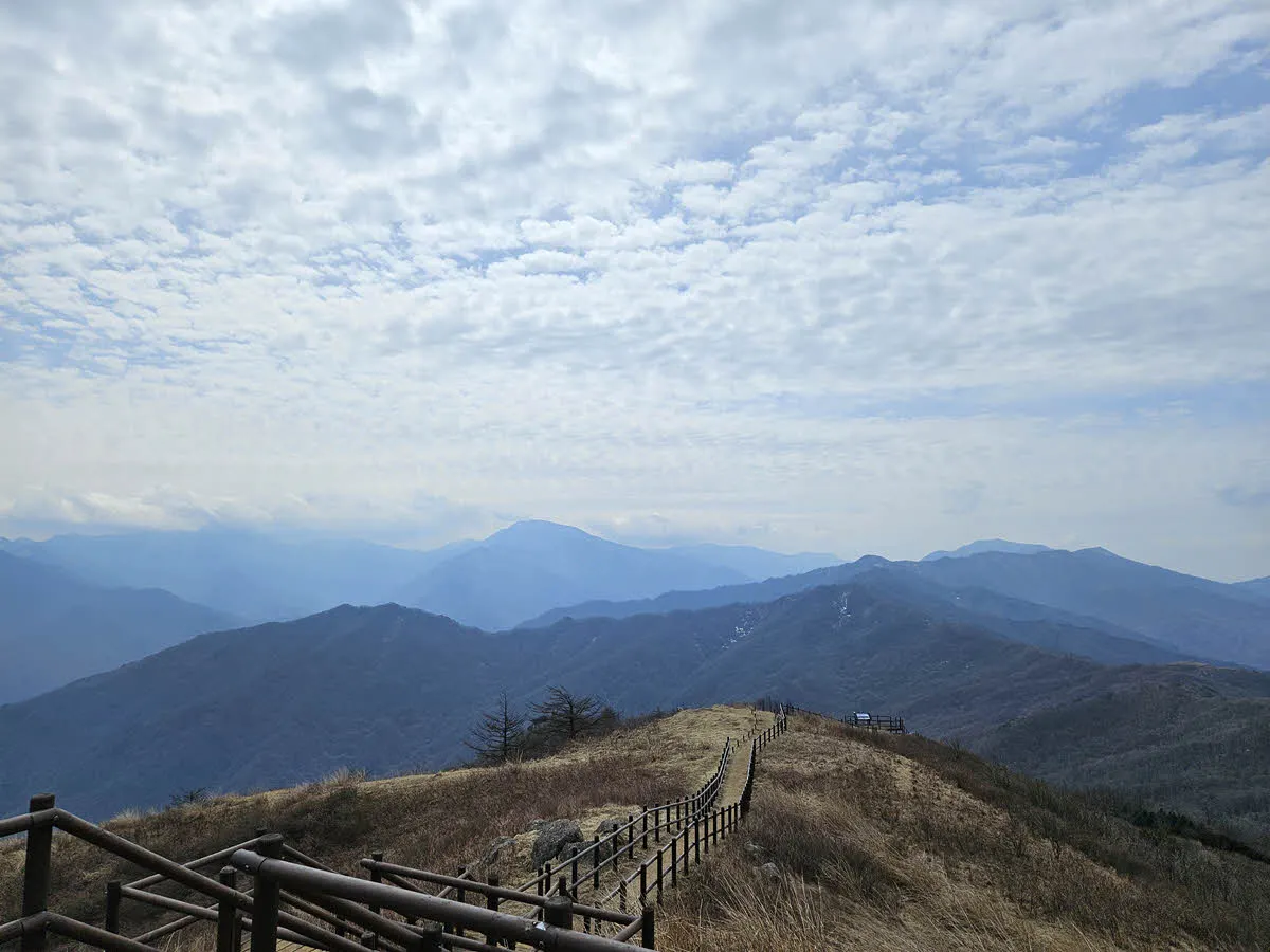 지리산 바래봉에서 바라본 정령치와 성삼재 방면
