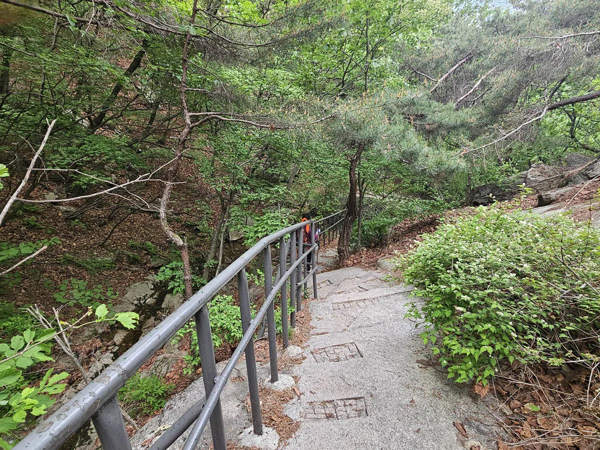 석림사 계곡으로 이어지는 급경사 구간