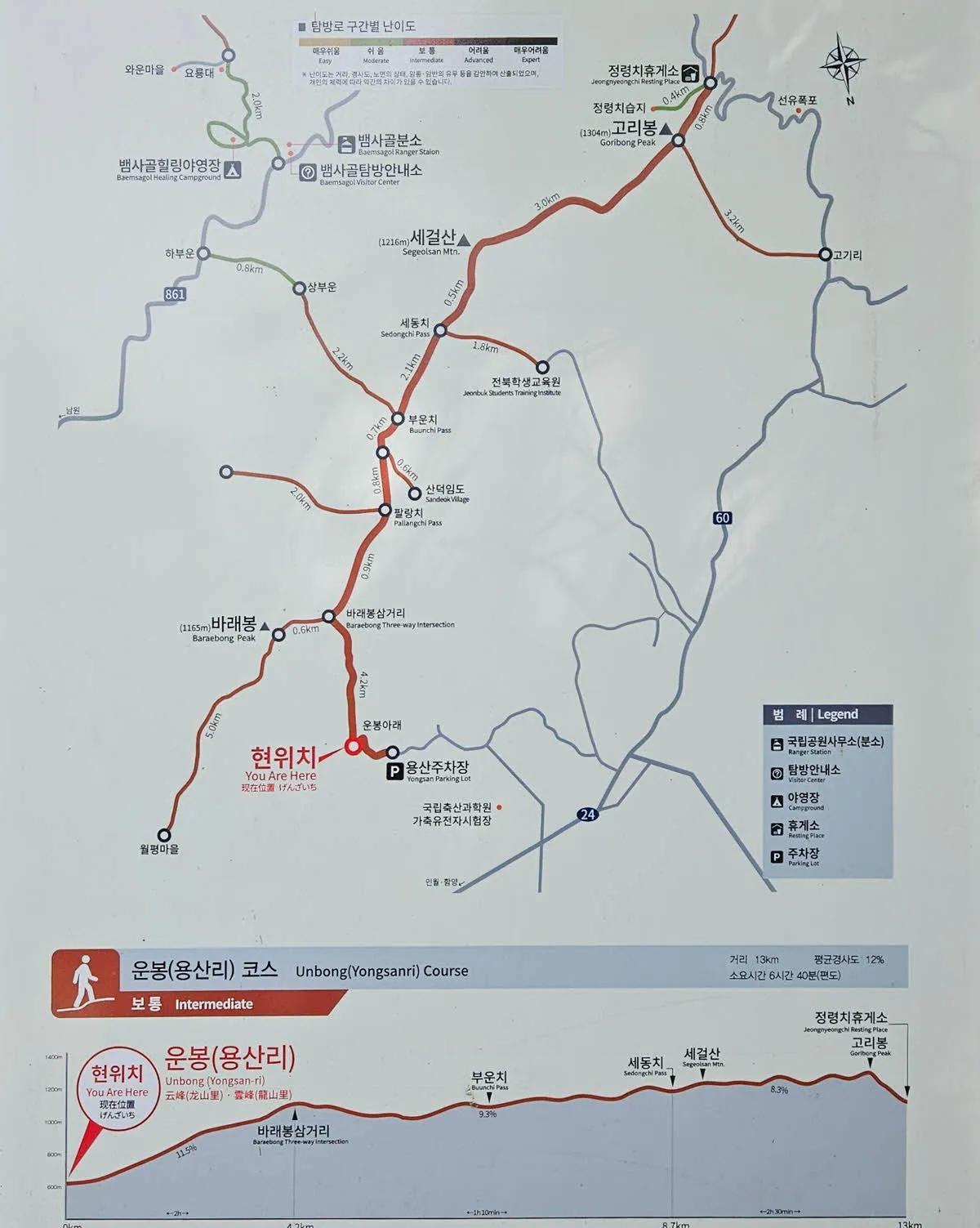 지리산 정령치 - 고리봉 - 세걸산 - 부운치 - 팔랑치 - 바래봉 트레킹 코스