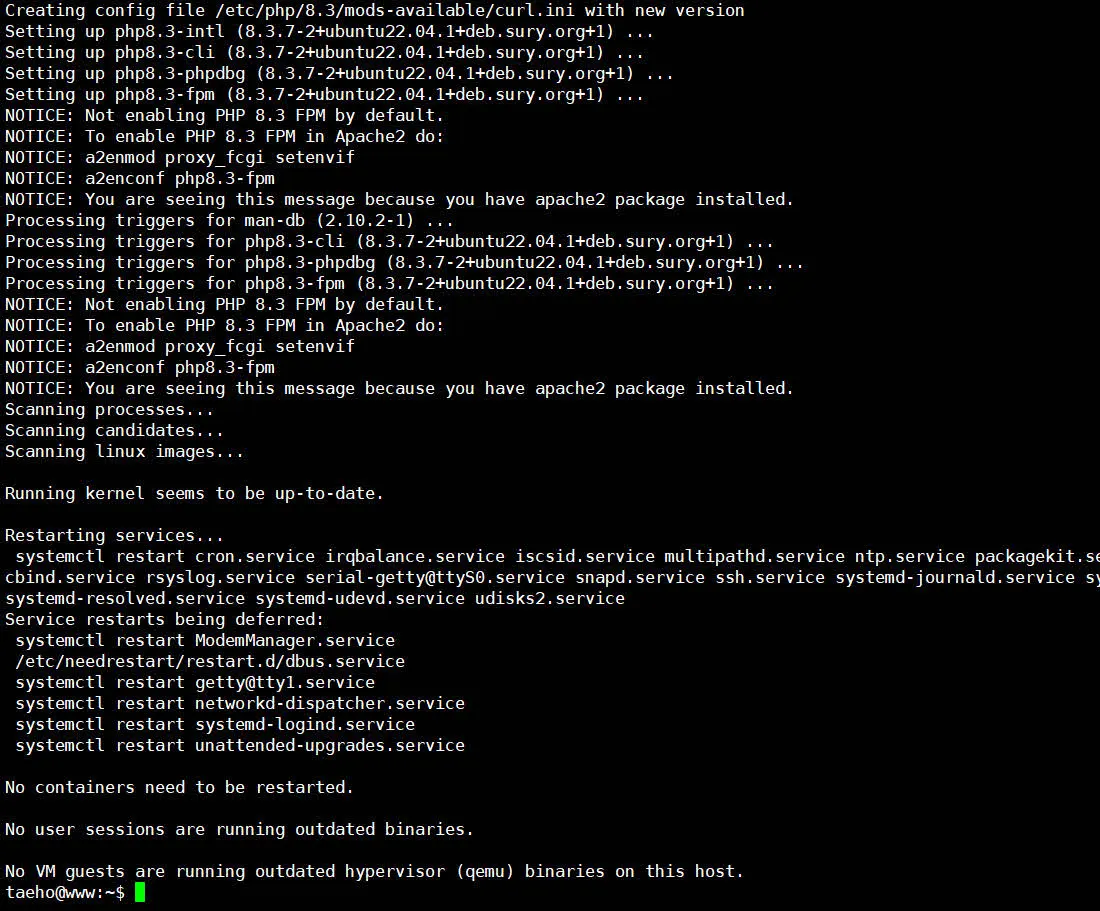 php8.3-curl 설치 완료