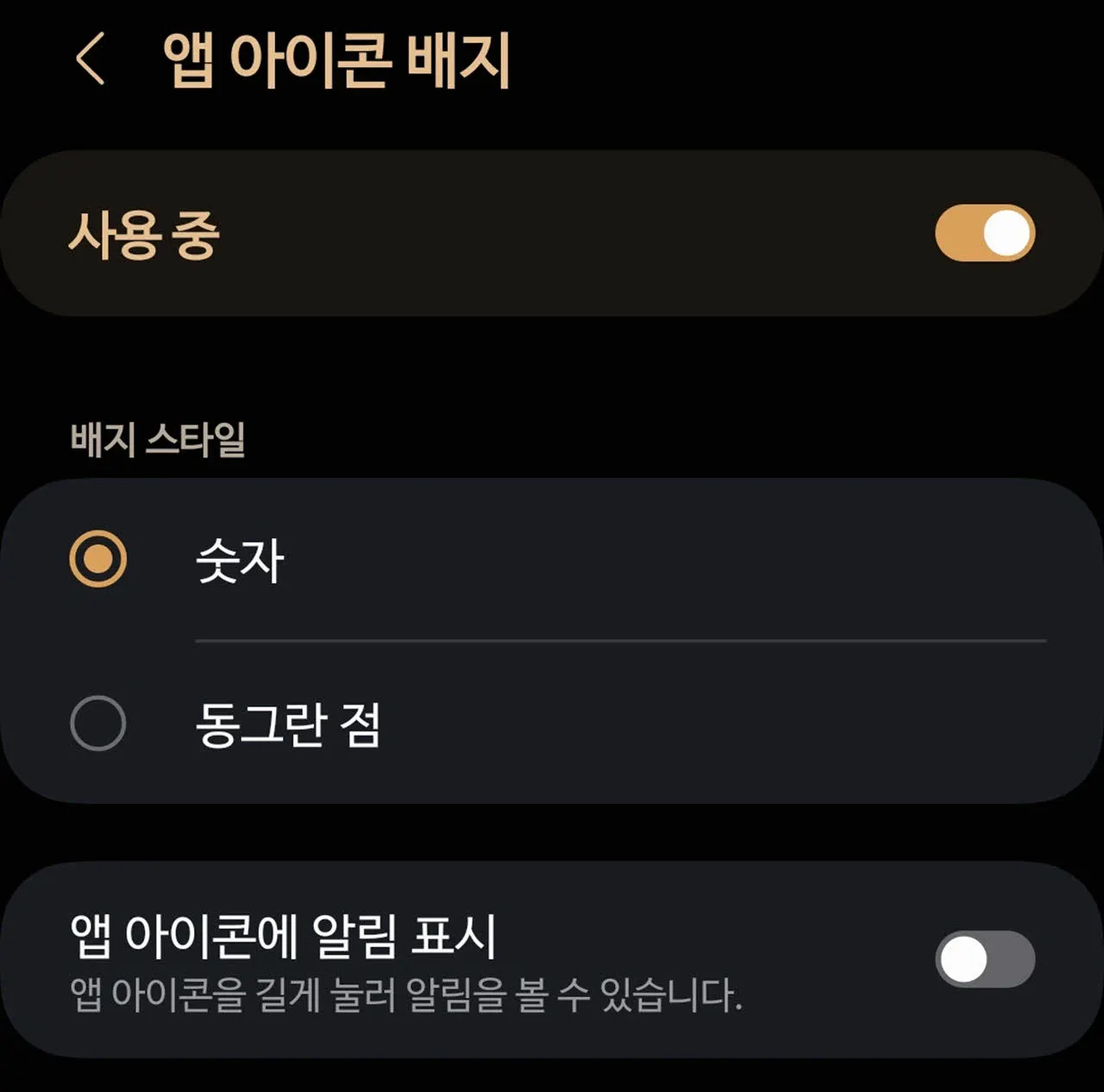 앱 아이콘 배지 표시