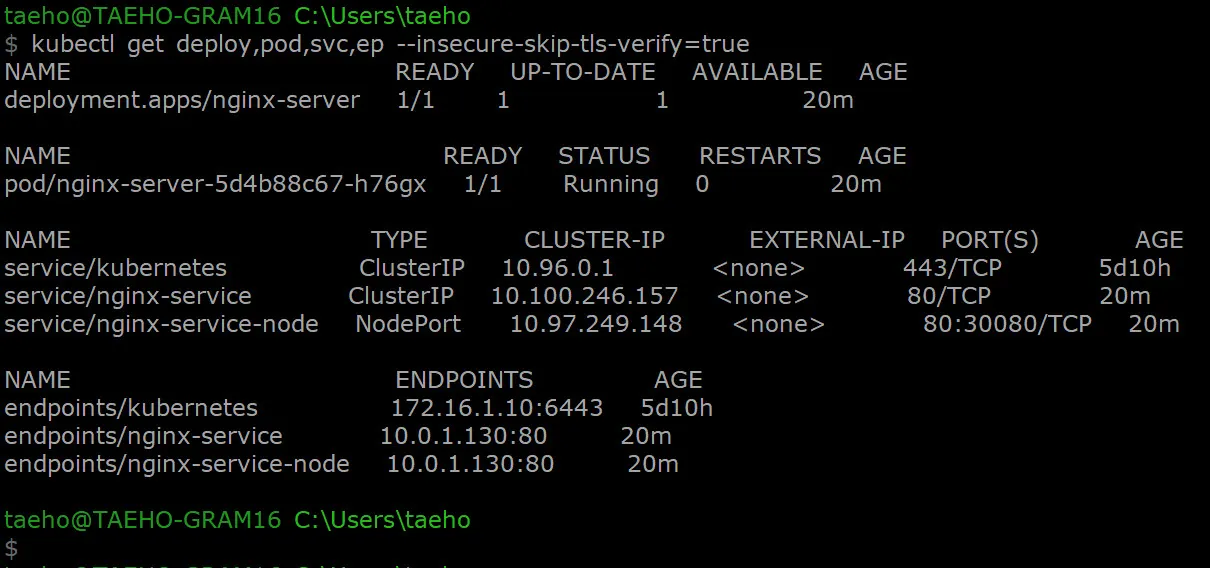 디플로이먼트의 세부 정보 조회 ( kubectl)