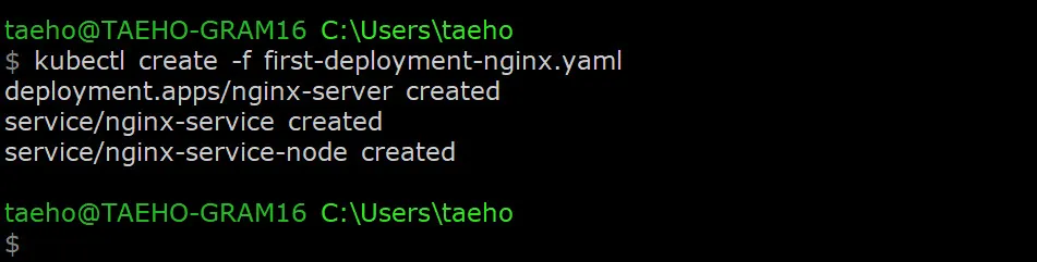 kubectl 명령으로 Deployment 배포