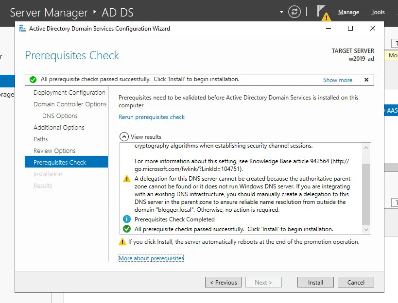 AD DS 구성 마법사 - 구성시작(Install)