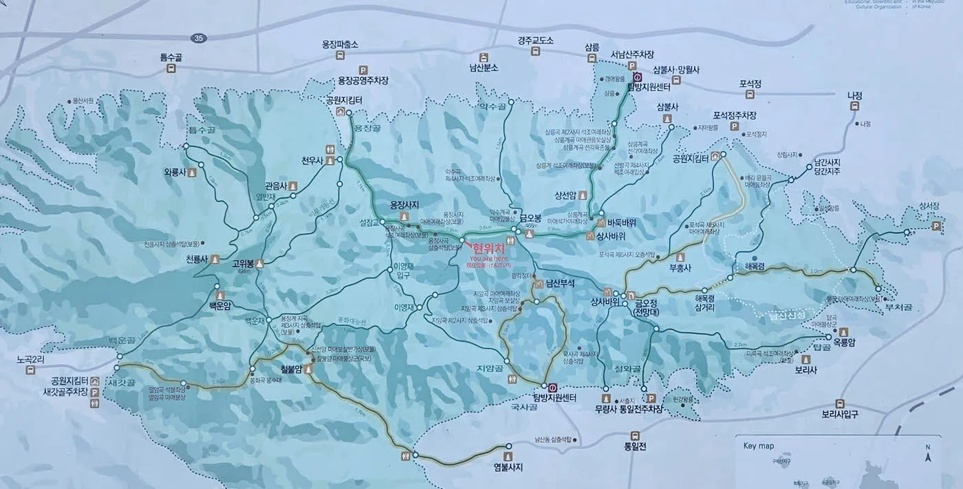 경주 남산 역사문화 탐방로 안내도
