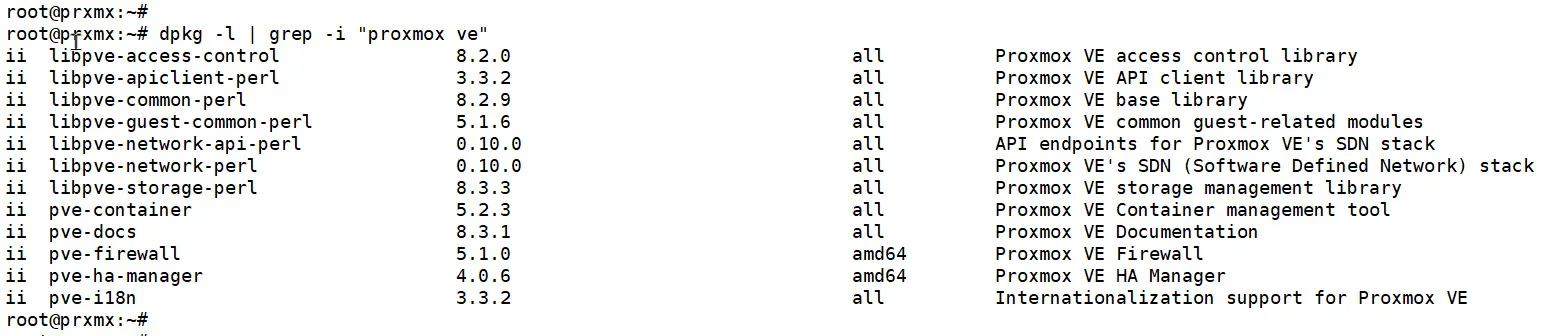 proxmox 버전 확인 (dpkg)