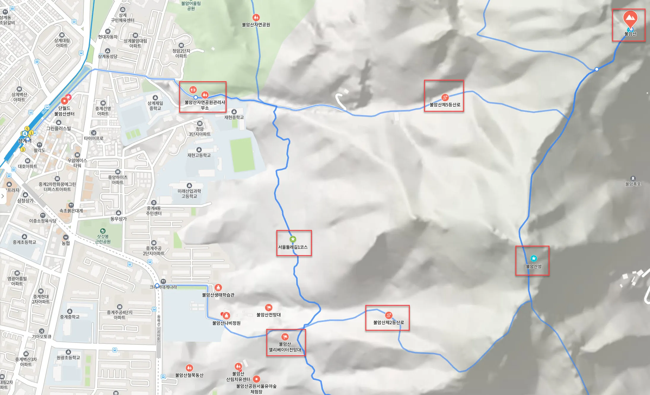  불암산 등산로 안내
