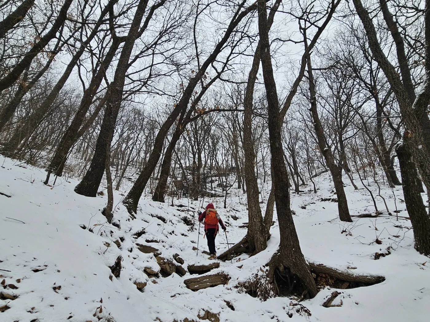 깔딱고개 능선이 보인다