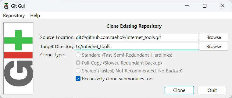 git에서 github의 리포지토리를 복제(Clone)해오기