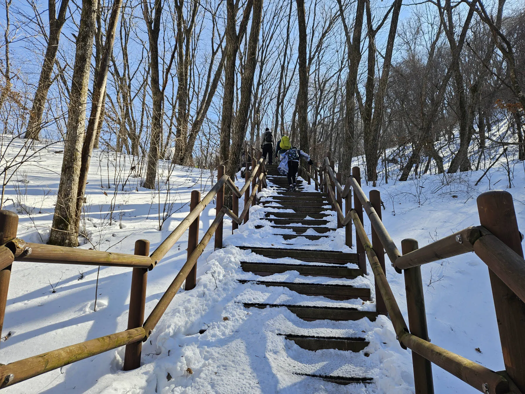 능선에 오르기 전 나오는 긴 계단구간