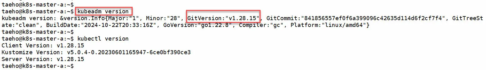 kubeadm 버전 확인