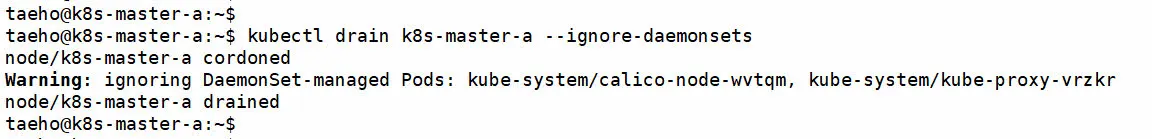쿠버네티스 마스터 노드를 유지보수 모드로 전환 (kubectl drain)
