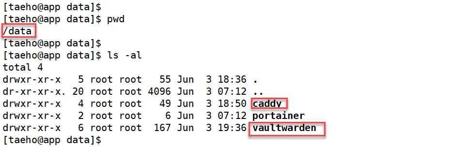 caddy vaultwarden volume