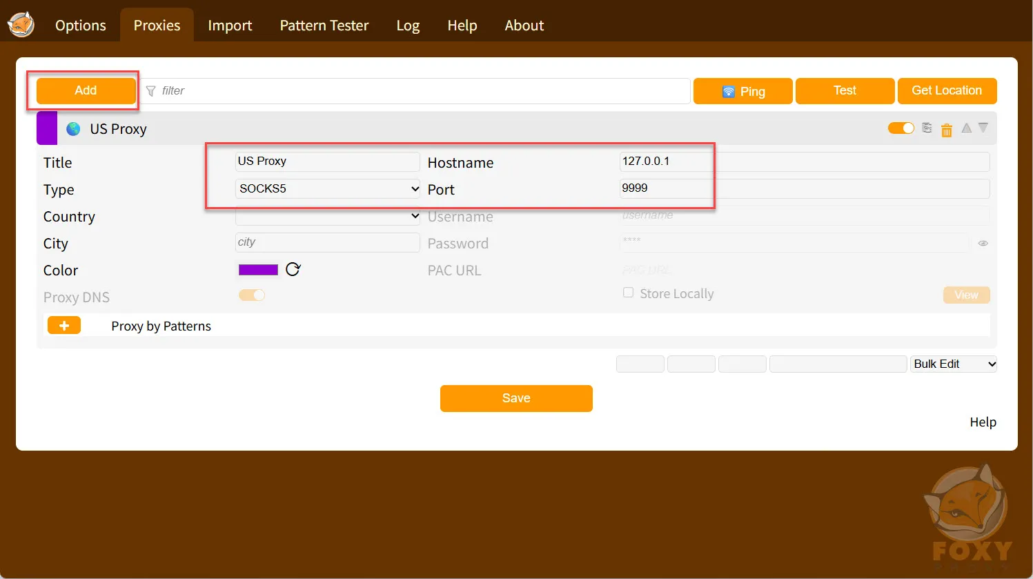 Foxy proxy에 proxy서버등록하기