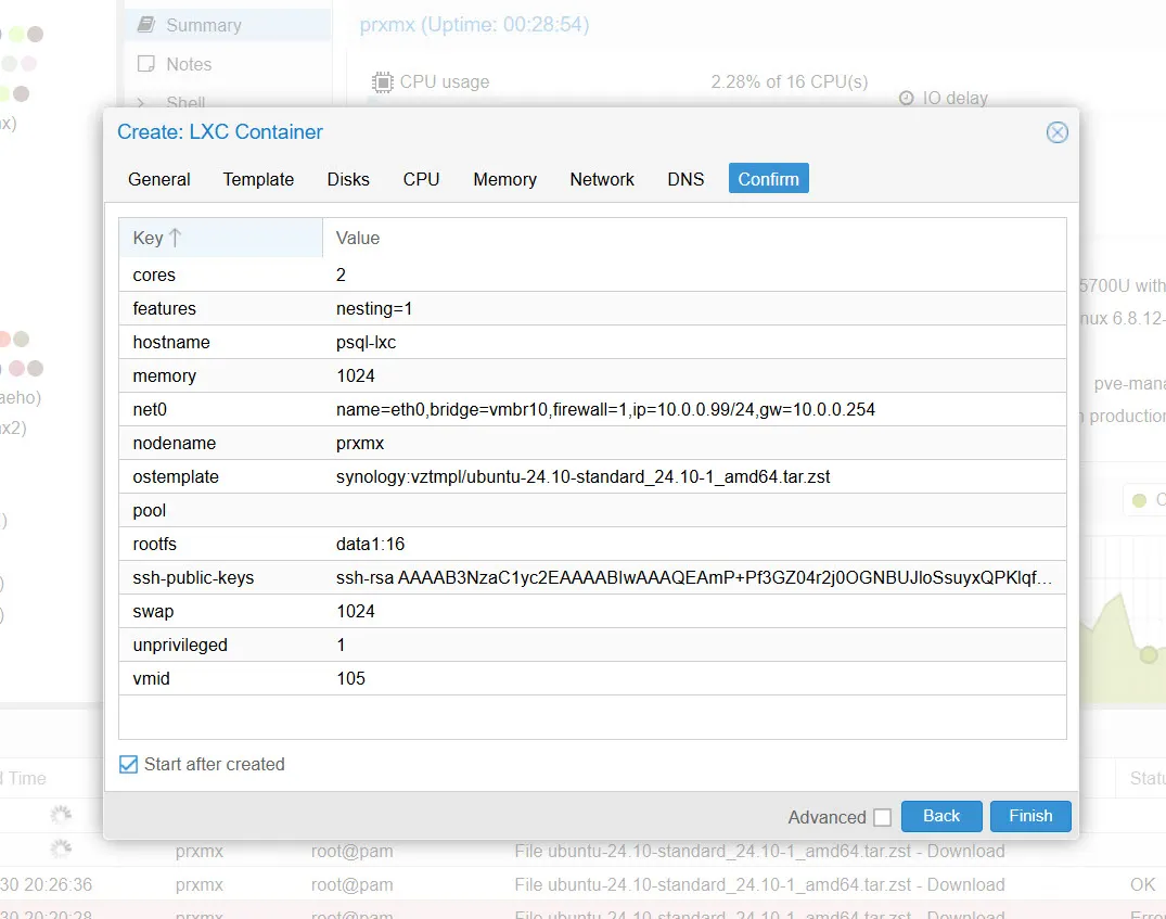 리눅스 컨테이너(LXC) 생성 정보 확인