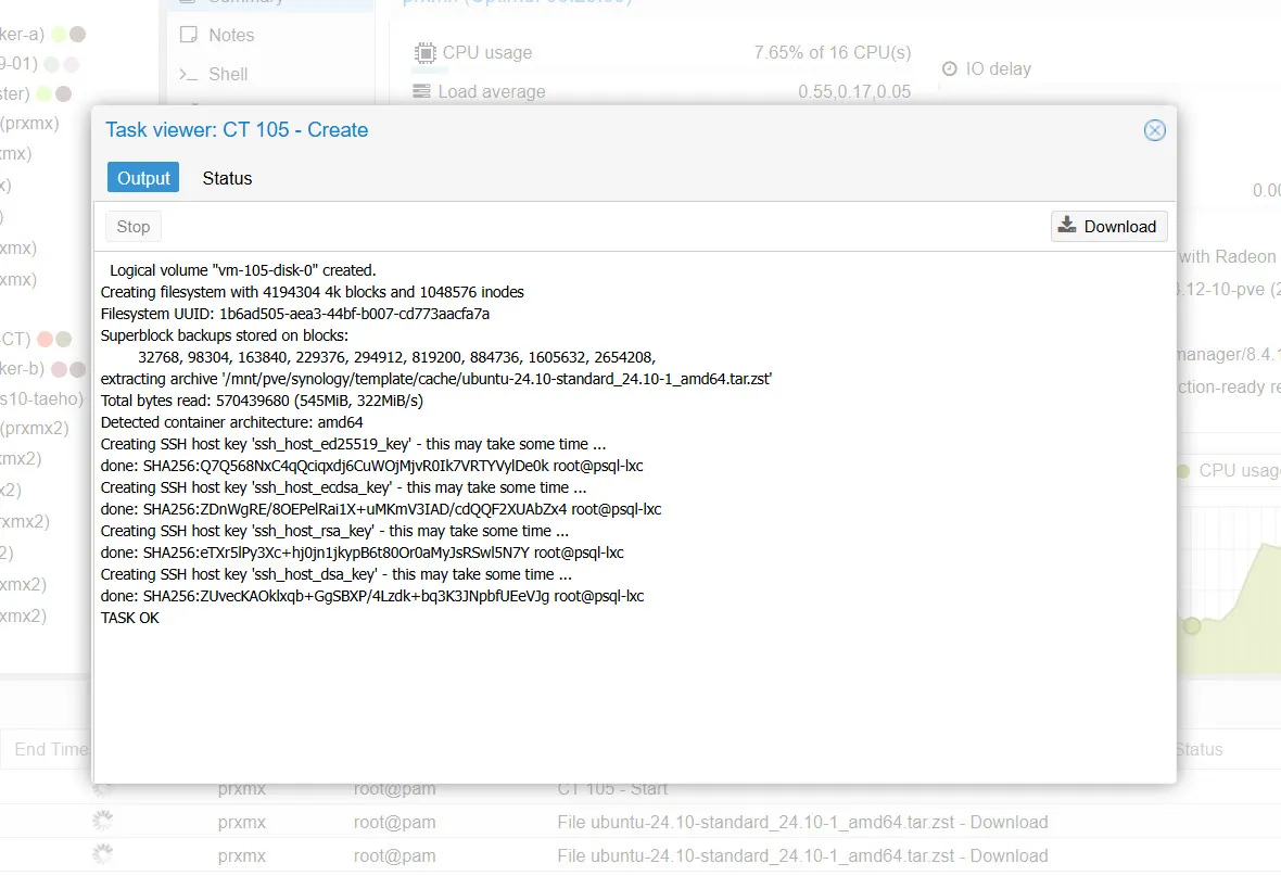 Ubuntu 24.10 리눅스 컨테이너 생성