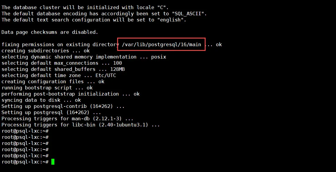 PostgreSQL Package Install Complete