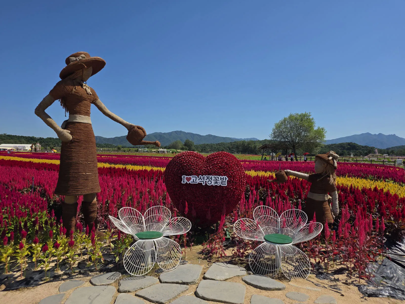 꽃으로 장식한 조형물 