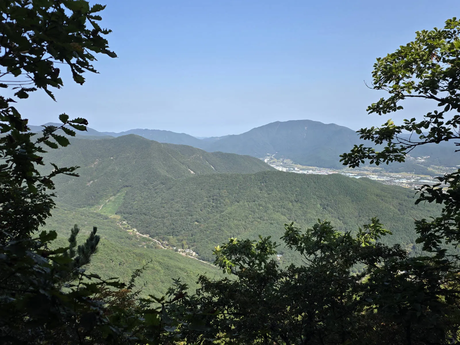 신불산 중턱에서 바라본 고현산과 가지산 방면