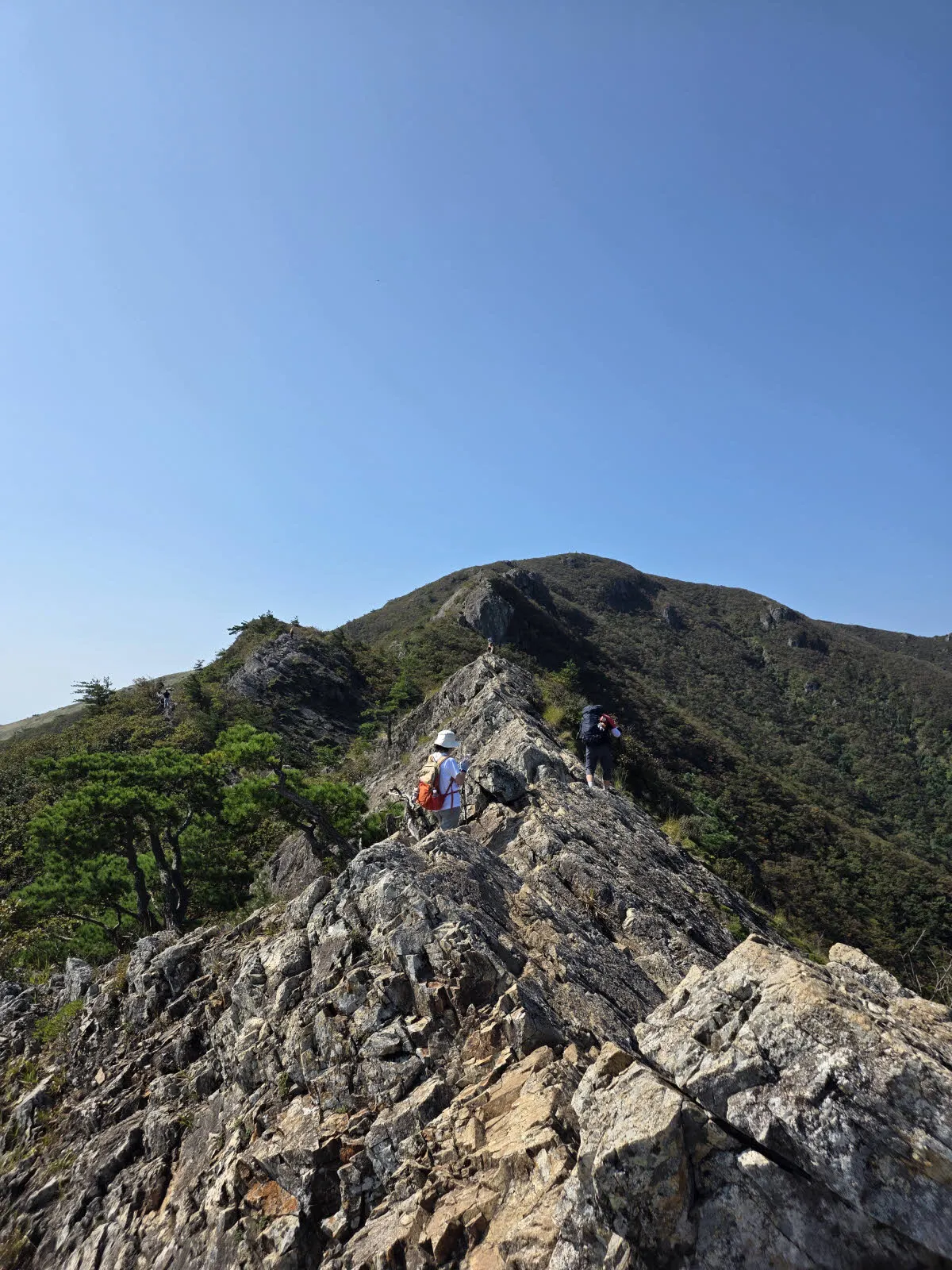 옆지기의 안전이 걱정될 만큼 험한 칼바위 구간