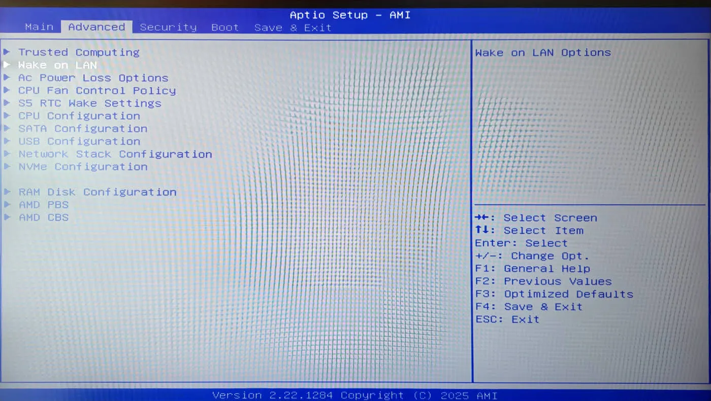 Aptio Setup - AMI Bios - Advanced