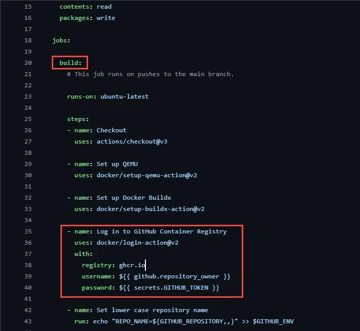 Github workflow ghcr registry