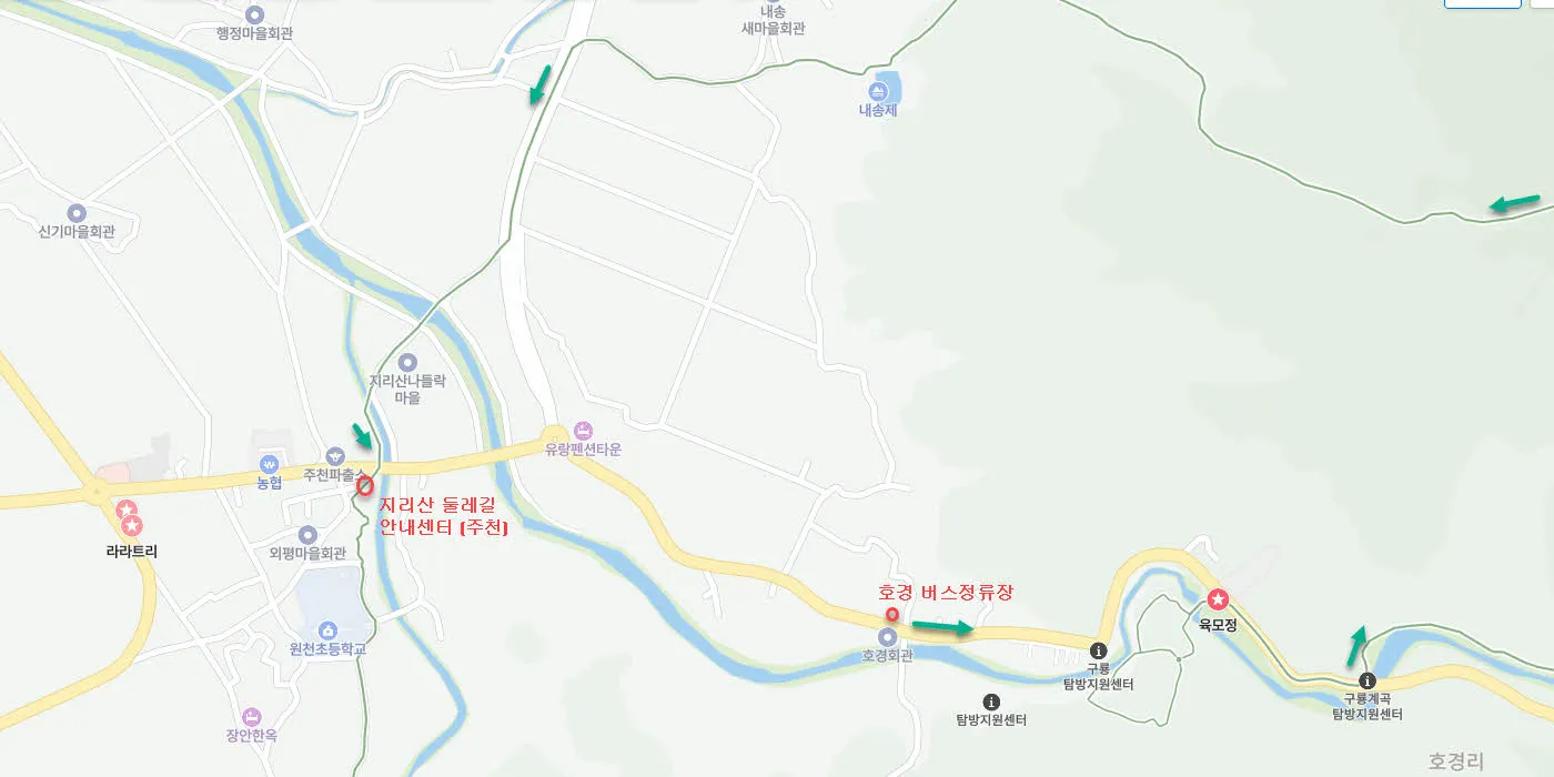 지리산 둘레길 1코스와 구룡폭포 순환 코스
