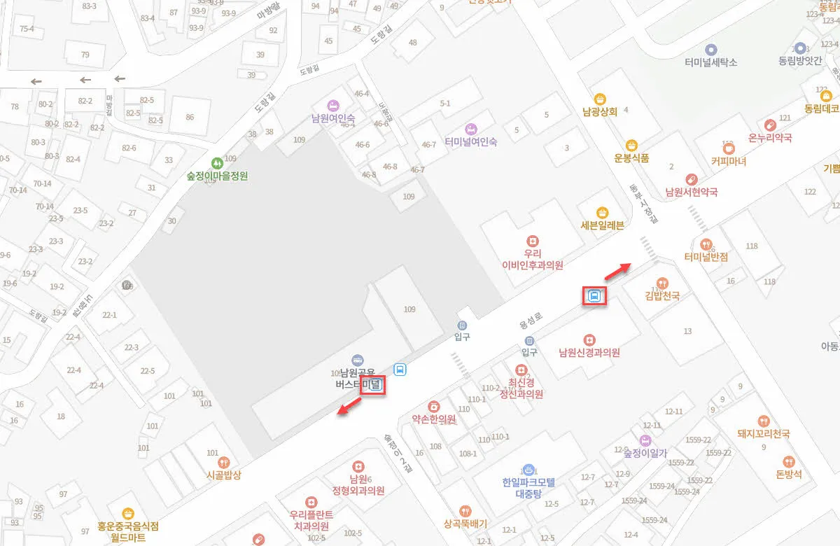 남원 공용버스터미널 버스 정류장