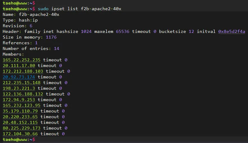 403, 404 에러로 차단된 ip 목록