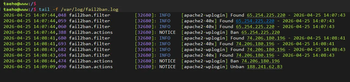 Fail2ban log monitor