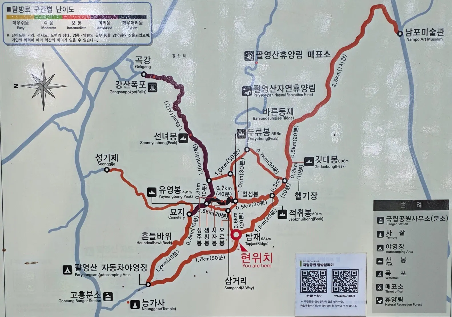 팔영산 탐방로 안내도